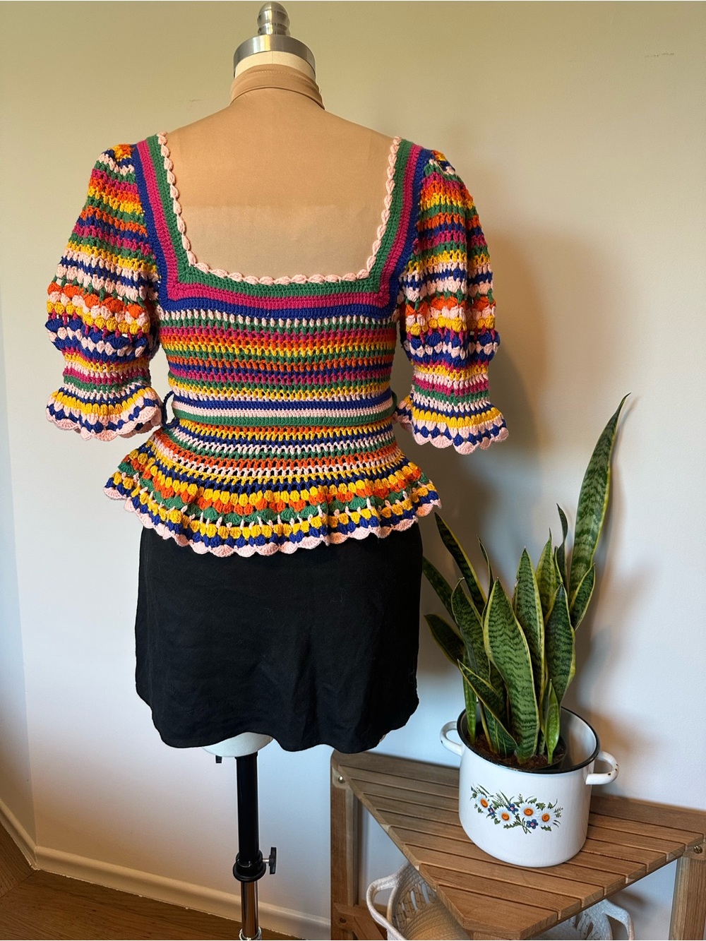 FARM Rio Multi Stitches Crochet Belted Top NWT S - Picture 5 of 12